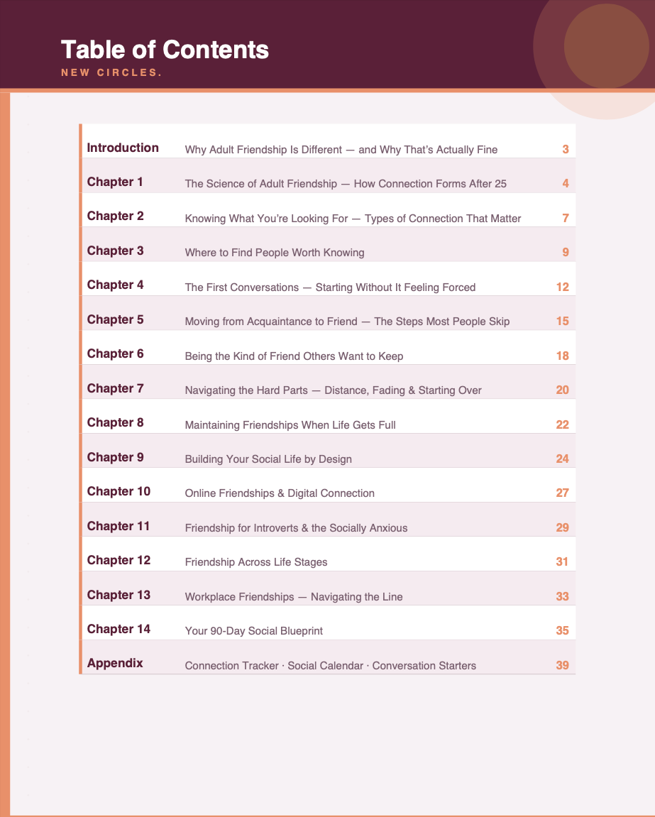 New Circles: Adult Friendship Guide
